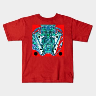 alien warfare in mayan spaceship ecopop pattern mandala Kids T-Shirt